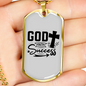 God Success Cross Necklace Stainless Steel or 18k Gold Dog Tag 24" Chain-Express Your Love Gifts