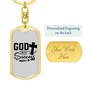 God Success Keychain Stainless Steel or 18k Gold Dog Tag Keyring-Express Your Love Gifts