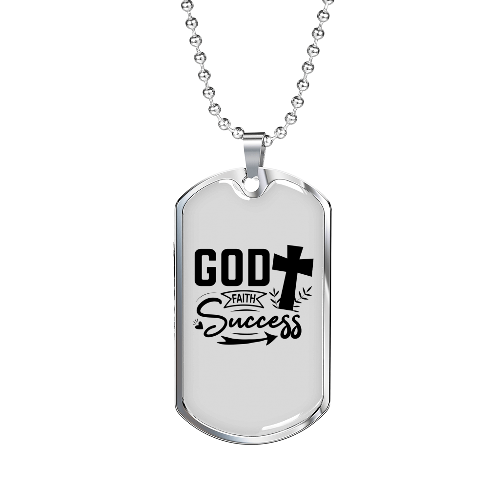 God Success Necklace Stainless Steel or 18k Gold Dog Tag 24" Chain-Express Your Love Gifts