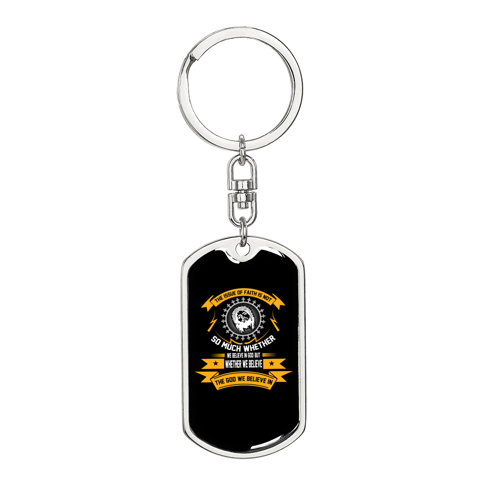 God We Believe In Keychain Stainless Steel or 18k Gold Dog Tag Keyring-Express Your Love Gifts