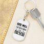God Will Take You Keychain Stainless Steel or 18k Gold Dog Tag Keyring-Express Your Love Gifts