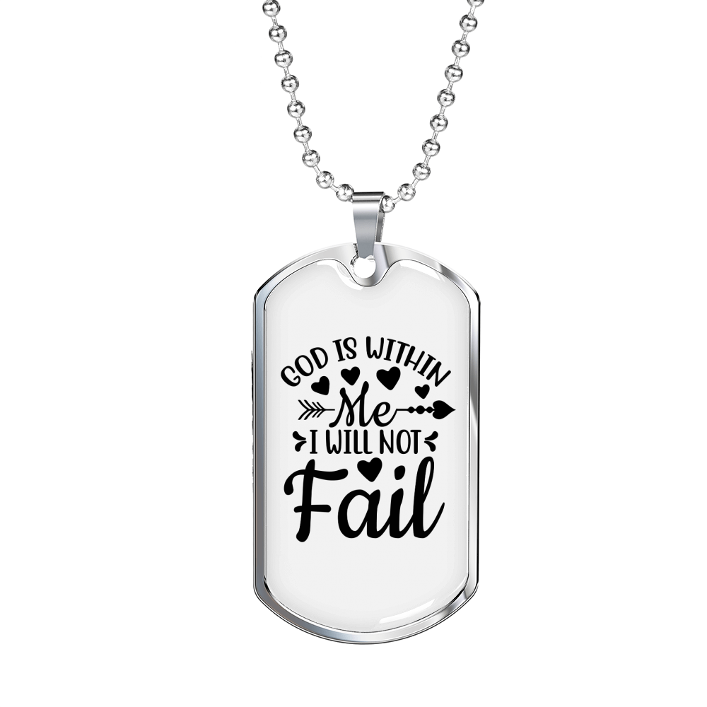 God Within Me Necklace Stainless Steel or 18k Gold Dog Tag 24" Chain-Express Your Love Gifts