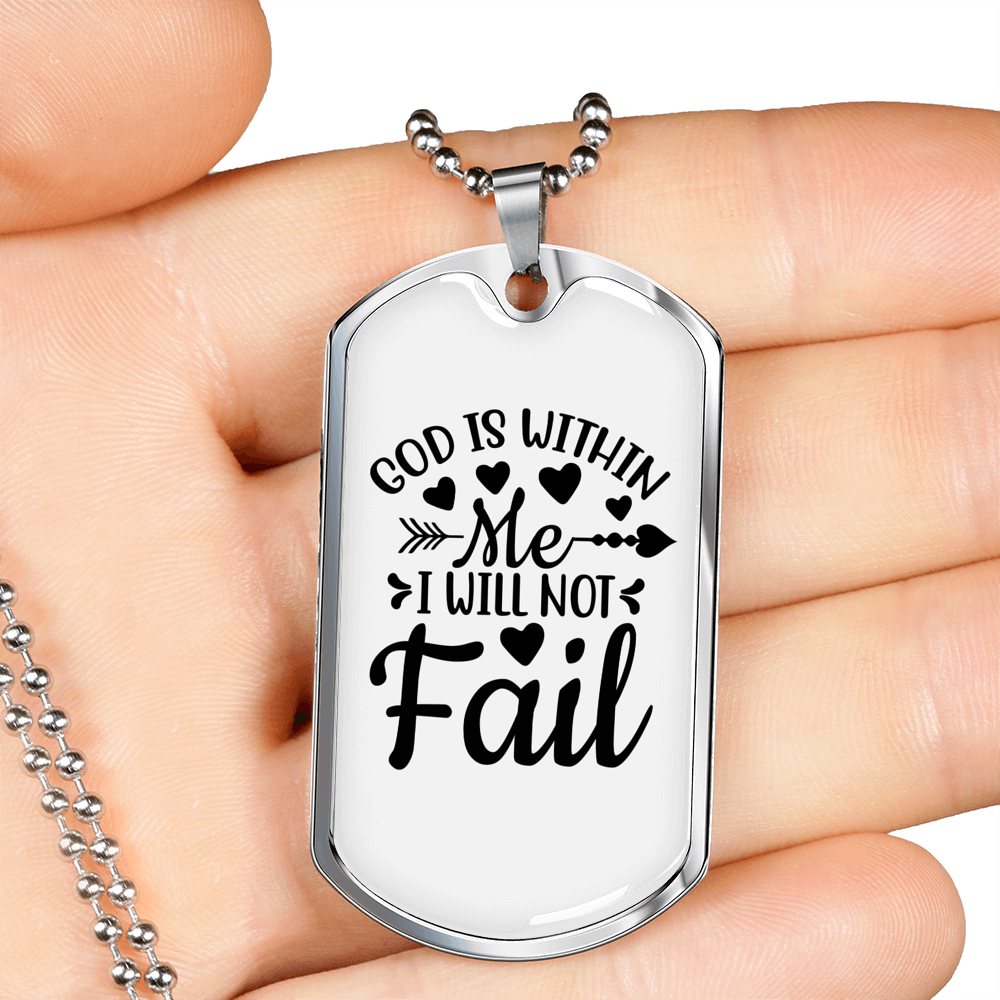 God Within Me Necklace Stainless Steel or 18k Gold Dog Tag 24" Chain-Express Your Love Gifts