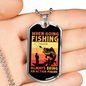 Going Fishing Necklace Stainless Steel or 18k Gold Dog Tag 24" Chain-Express Your Love Gifts