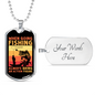 Going Fishing Necklace Stainless Steel or 18k Gold Dog Tag 24" Chain-Express Your Love Gifts