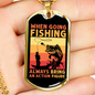 Going Fishing Necklace Stainless Steel or 18k Gold Dog Tag 24" Chain-Express Your Love Gifts