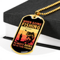 Going Fishing Necklace Stainless Steel or 18k Gold Dog Tag 24" Chain-Express Your Love Gifts