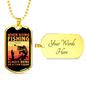 Going Fishing Necklace Stainless Steel or 18k Gold Dog Tag 24" Chain-Express Your Love Gifts