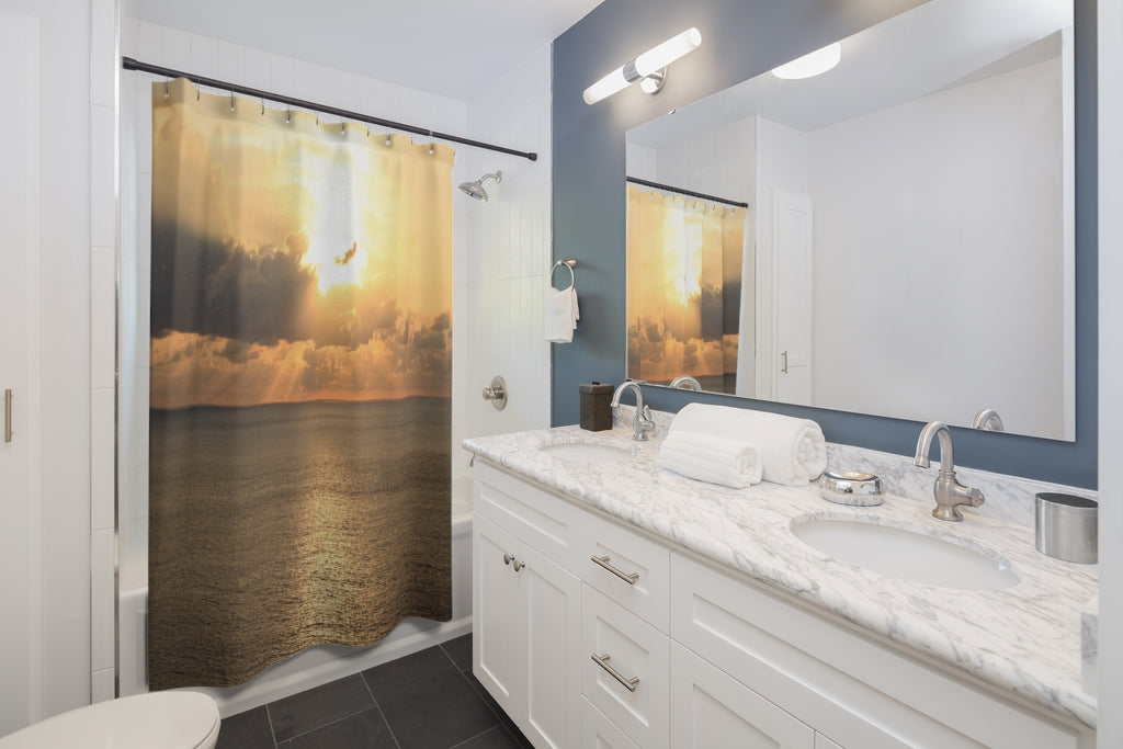 Golden Light Sunset Stylish Design 71" x 74" Elegant Waterproof Shower Curtain for a Spa-like Bathroom Paradise Exceptional Craftsmanship-Express Your Love Gifts