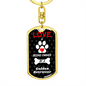 Golden Retriever Keychain Stainless Steel or 18k Gold Dog Tag Keyring-Express Your Love Gifts