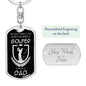 Golfer Dad Dog Tag Pendant Keychain Stainless Steel or 18k Gold-Express Your Love Gifts