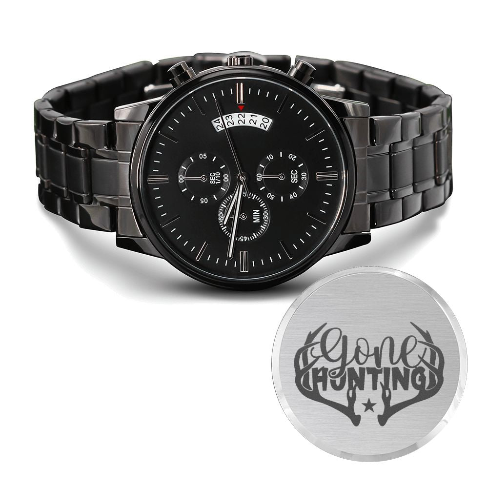 Gone Hunting Engraved For Hunting Hunters Multifunction Men's Watch Stainless Steel W Copper Dial-Express Your Love Gifts