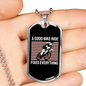 Good Bike Ride Cycling Necklace Stainless Steel or 18k Gold Dog Tag 24"-Express Your Love Gifts