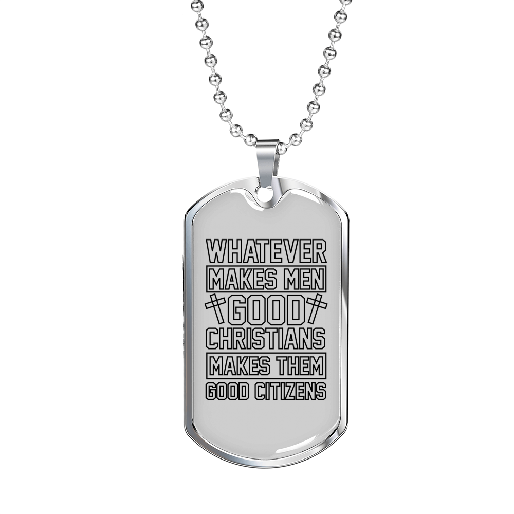 Good Christian Necklace Stainless Steel or 18k Gold Dog Tag 24" Chain-Express Your Love Gifts