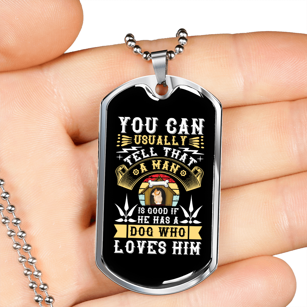 Good Dog White Necklace Stainless Steel or 18k Gold Dog Tag 24" Chain-Express Your Love Gifts