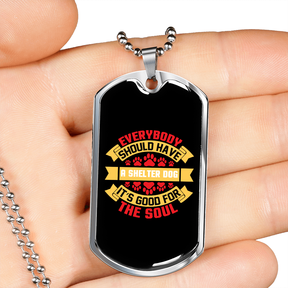 Good For The Soul Necklace Stainless Steel or 18k Gold Dog Tag 24" Chain-Express Your Love Gifts