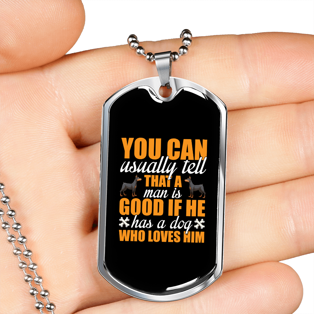 Good Man Necklace Stainless Steel or 18k Gold Dog Tag 24" Chain-Express Your Love Gifts