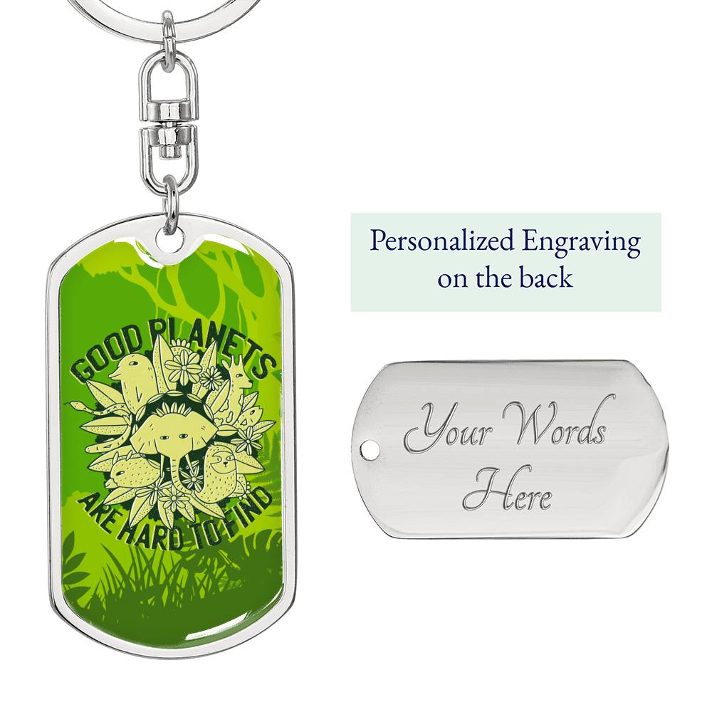 Good Planets Dog Tag Pendant Keychain Stainless Steel or 18k Gold-Express Your Love Gifts
