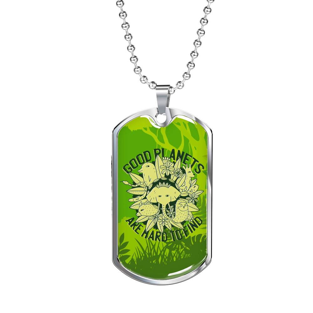 Good Planets Necklace UFO Alien Fan Gift Stainless Steel or 18k Gold Dog Tag 24" Chain-Express Your Love Gifts