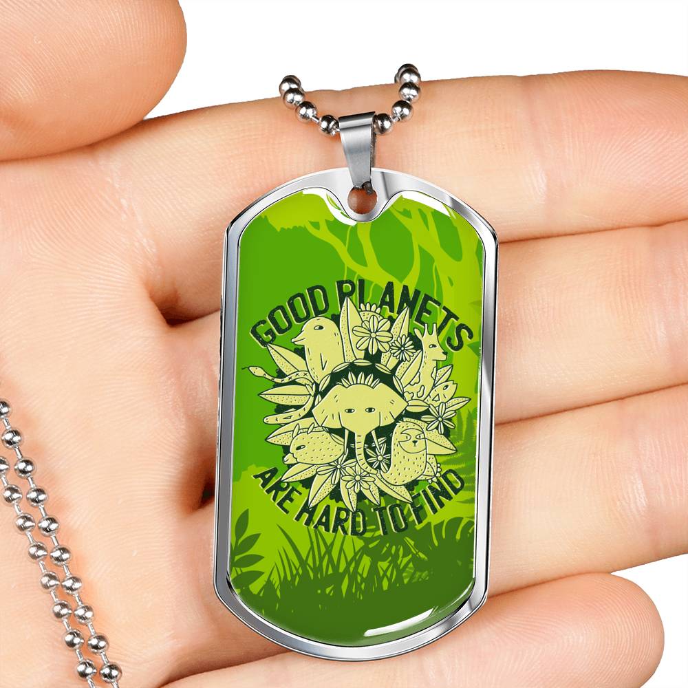 Good Planets Necklace UFO Alien Fan Gift Stainless Steel or 18k Gold Dog Tag 24" Chain-Express Your Love Gifts