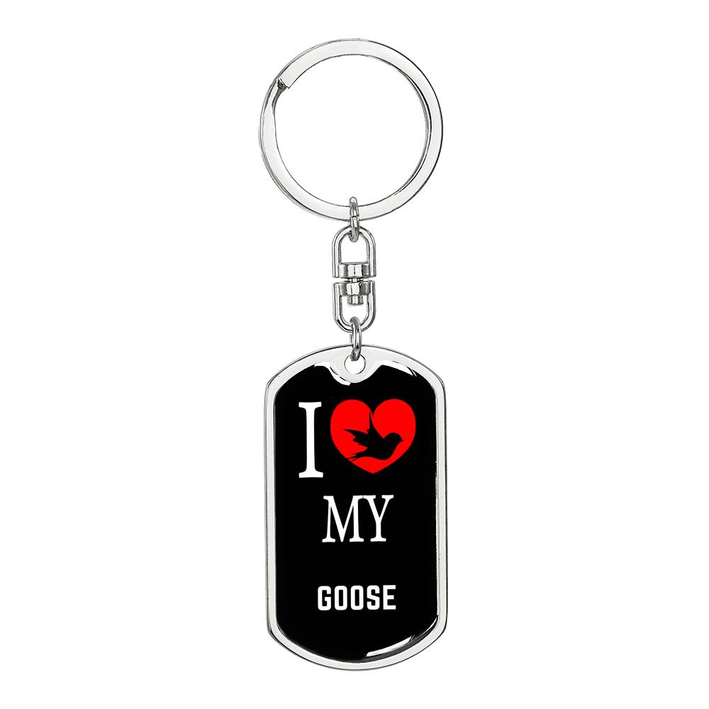Goose Bird Lover Keyring Keychain Stainless Steel or 18k Gold-Express Your Love Gifts