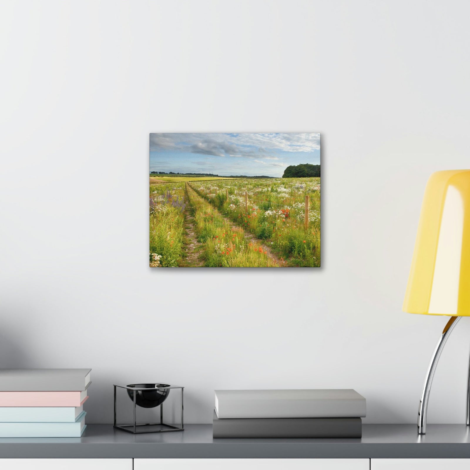 Gorgeous Wild Flower Meadow Scene Beautiful Pleasant and Lovely Beauty Nature Scene Different Colorful Flowers Wall Art Ready to Hang Unframed-Express Your Love Gifts