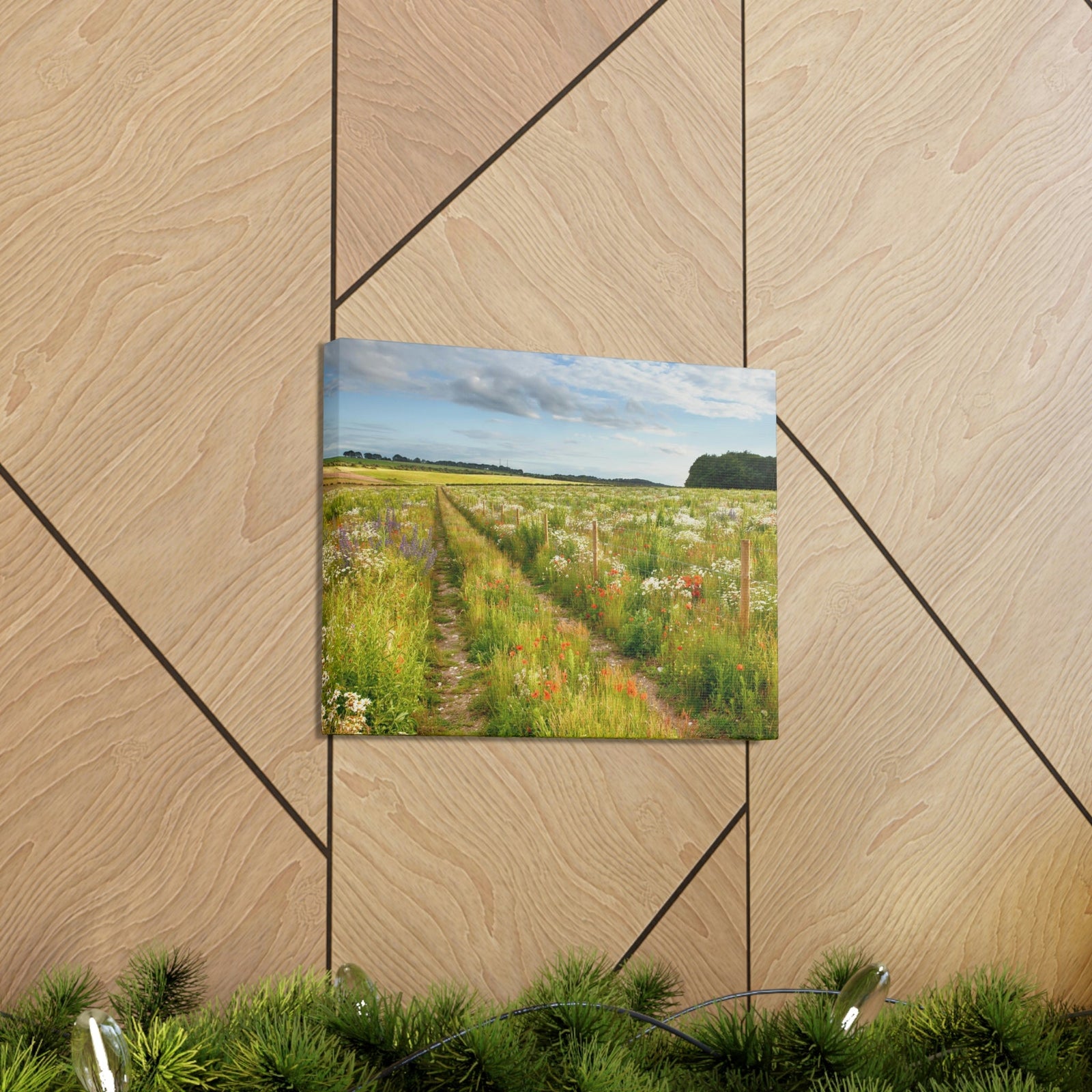 Gorgeous Wild Flower Meadow Scene Beautiful Pleasant and Lovely Beauty Nature Scene Different Colorful Flowers Wall Art Ready to Hang Unframed-Express Your Love Gifts