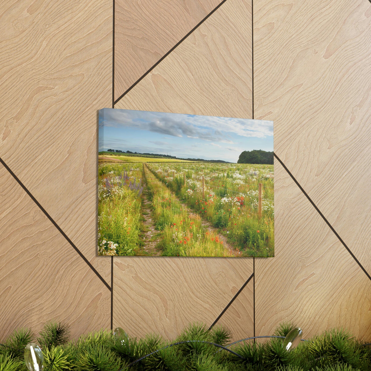 Gorgeous Wild Flower Meadow Scene Beautiful Pleasant and Lovely Beauty Nature Scene Different Colorful Flowers Wall Art Ready to Hang Unframed-Express Your Love Gifts