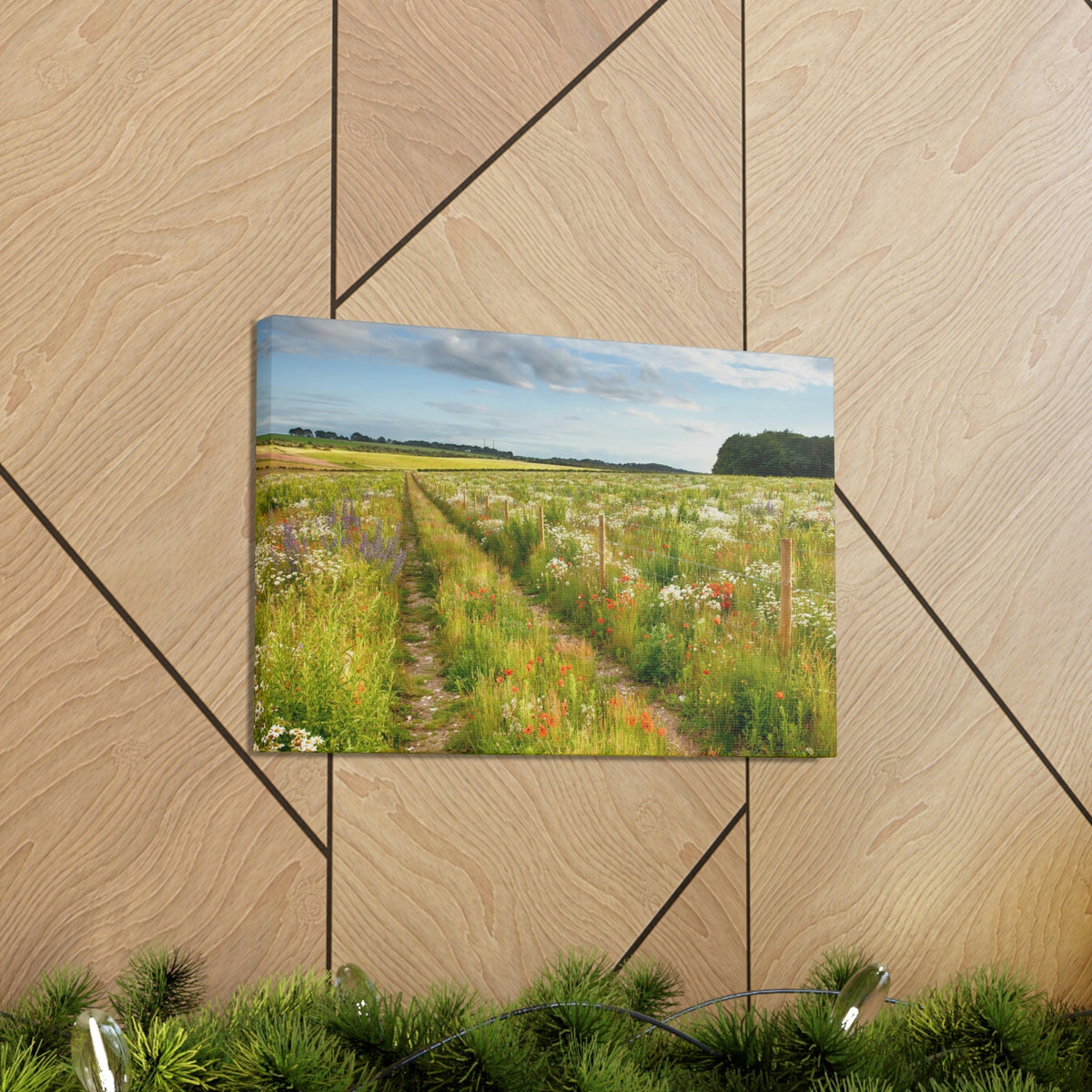Gorgeous Wild Flower Meadow Scene Beautiful Pleasant and Lovely Beauty Nature Scene Different Colorful Flowers Wall Art Ready to Hang Unframed-Express Your Love Gifts