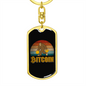 Gorilla With 2 Bitcoin Crypto Keychain Stainless Steel or 18k Gold Dog Tag Keyring-Express Your Love Gifts