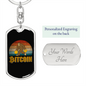 Gorilla With 2 Bitcoin Crypto Keychain Stainless Steel or 18k Gold Dog Tag Keyring-Express Your Love Gifts