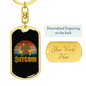 Gorilla With 2 Bitcoin Crypto Keychain Stainless Steel or 18k Gold Dog Tag Keyring-Express Your Love Gifts