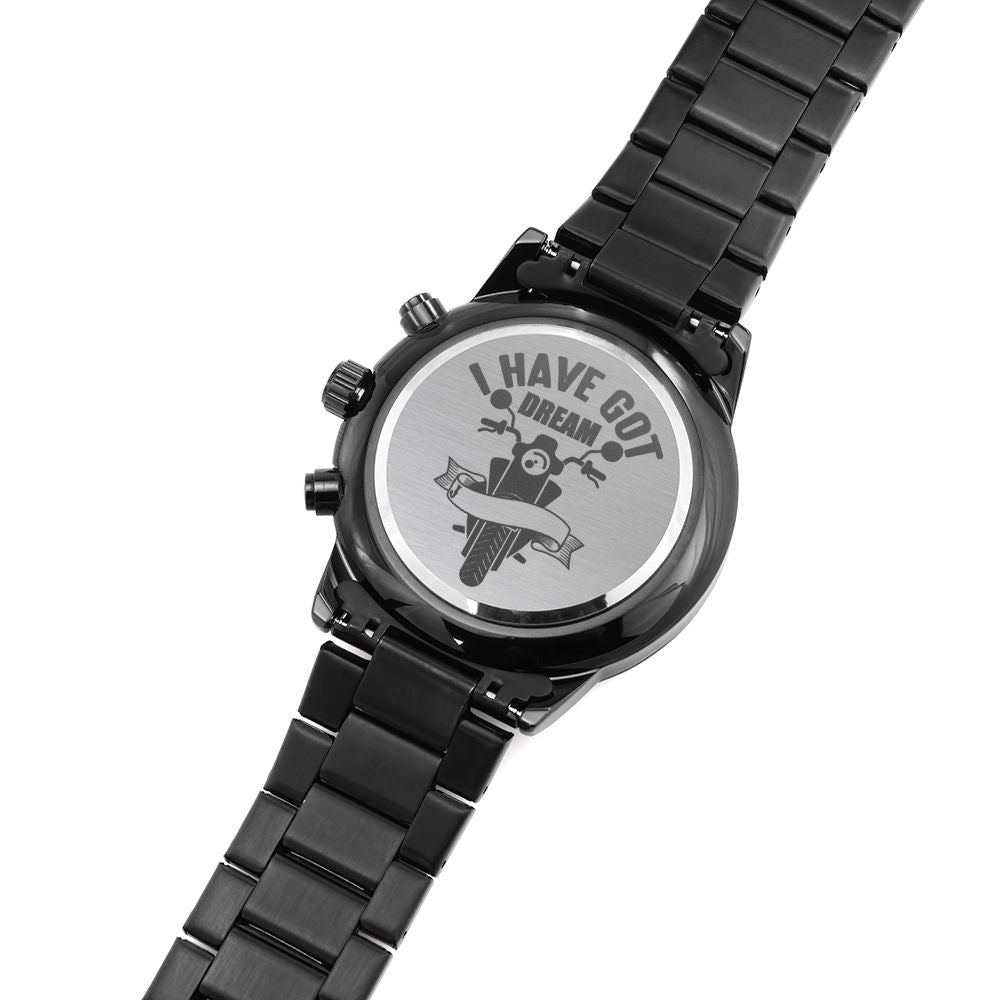 Got Dream Engraved Motorcycle Rider Men's Watch Multifunction Stainless Steel W Copper Dial-Express Your Love Gifts