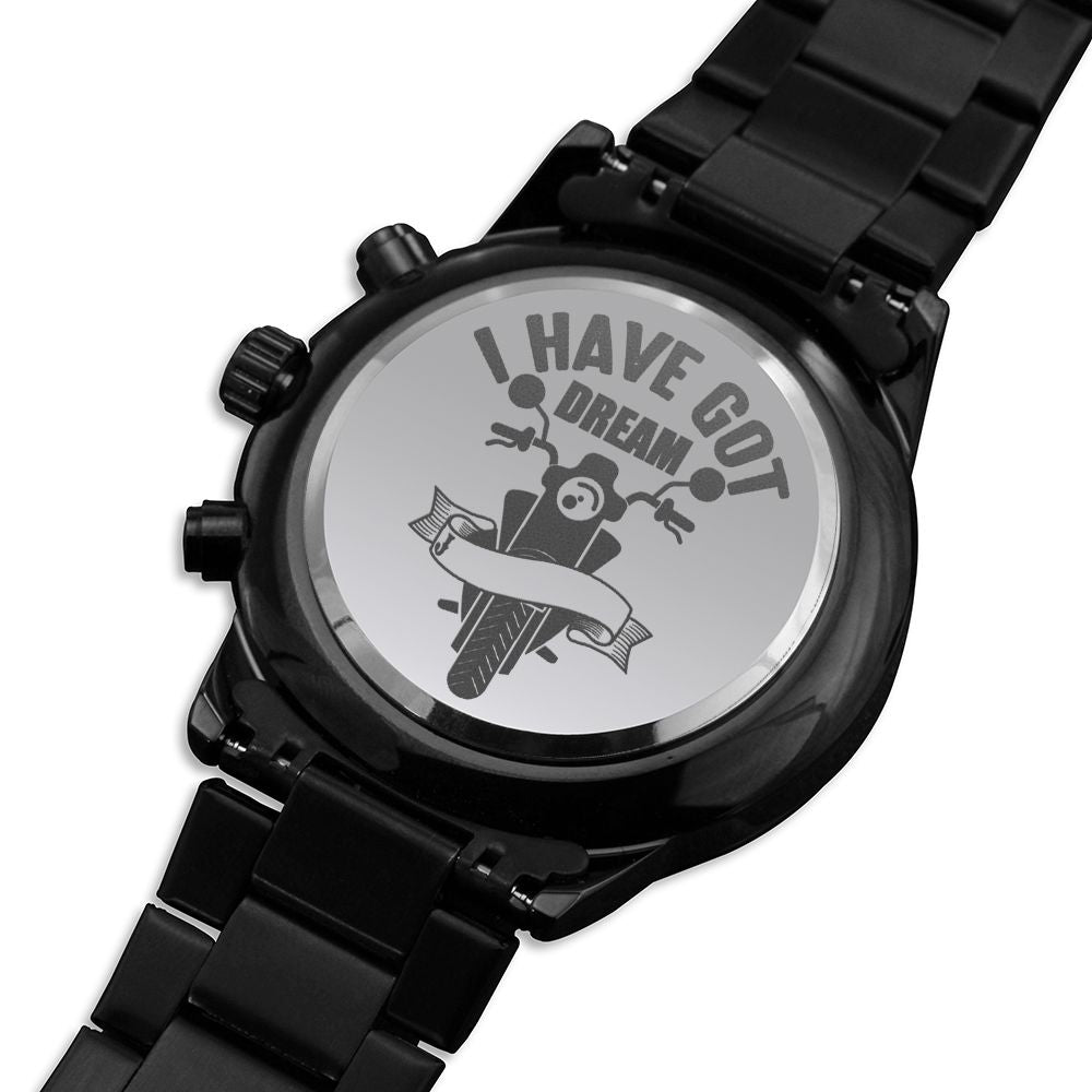 Got Dream Engraved Motorcycle Rider Men's Watch Multifunction Stainless Steel W Copper Dial-Express Your Love Gifts