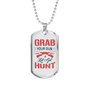 Grab Your Gun Lets Get Hunt Hunting Necklace Stainless Steel or 18k Gold Dog Tag 24"-Express Your Love Gifts