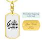 Grace Wins Cross Keychain Stainless Steel or 18k Gold Dog Tag Keyring-Express Your Love Gifts