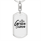 Grace Wins Cross Keychain Stainless Steel or 18k Gold Dog Tag Keyring-Express Your Love Gifts