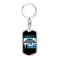 Grace Wins Every Time Keychain Stainless Steel or 18k Gold Dog Tag Keyring-Express Your Love Gifts