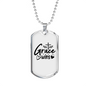 Grace Wins Heart Necklace Stainless Steel or 18k Gold Dog Tag 24" Chain-Express Your Love Gifts