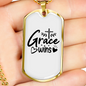 Grace Wins Heart Necklace Stainless Steel or 18k Gold Dog Tag 24" Chain-Express Your Love Gifts