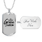Grace Wins Necklace Stainless Steel or 18k Gold Dog Tag 24" Chain-Express Your Love Gifts