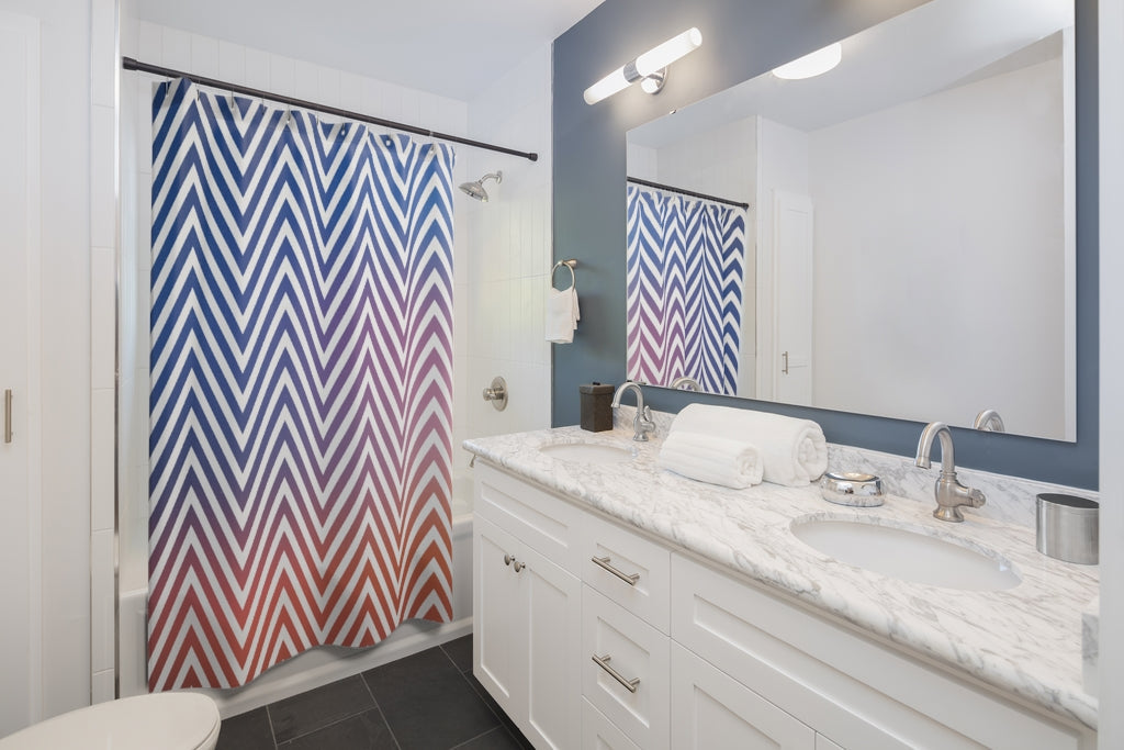Gradient Zig Zag Stylish Design 71" x 74" Elegant Waterproof Shower Curtain for a Spa-like Bathroom Paradise Exceptional Craftsmanship-Express Your Love Gifts