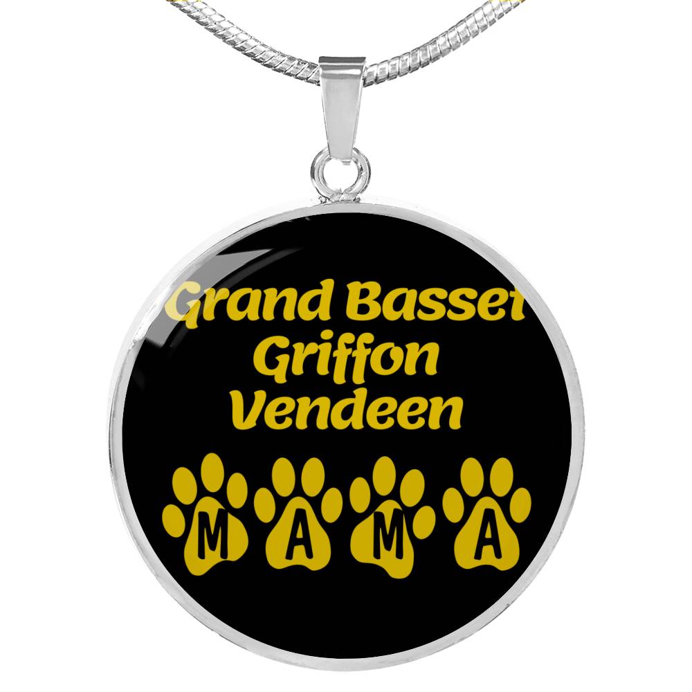 Grand Basset Griffon Vendeen Mama Circle Necklace Stainless Steel or 18k Gold 18-22" Dog Owner Lover-Express Your Love Gifts