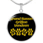 Grand Basset Griffon Vendeen Mama Circle Necklace Stainless Steel or 18k Gold 18-22" Dog Owner Lover-Express Your Love Gifts