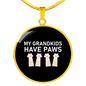 Grandkids Have Paws Cat Circle Necklace Stainless Steel or 18k Gold 18-22"-Express Your Love Gifts