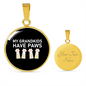 Grandkids Have Paws Cat Circle Necklace Stainless Steel or 18k Gold 18-22"-Express Your Love Gifts