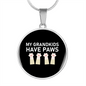 Grandkids Have Paws Cat Circle Necklace Stainless Steel or 18k Gold 18-22"-Express Your Love Gifts