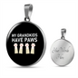 Grandkids Have Paws Cat Circle Necklace Stainless Steel or 18k Gold 18-22"-Express Your Love Gifts