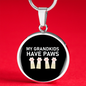 Grandkids Have Paws Cat Circle Necklace Stainless Steel or 18k Gold 18-22"-Express Your Love Gifts