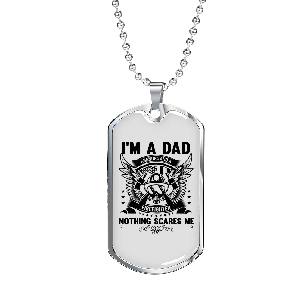 Grandpa And A Firefighter Gift Stainless Steel or 18k Gold Dog Tag 24" Chain-Express Your Love Gifts